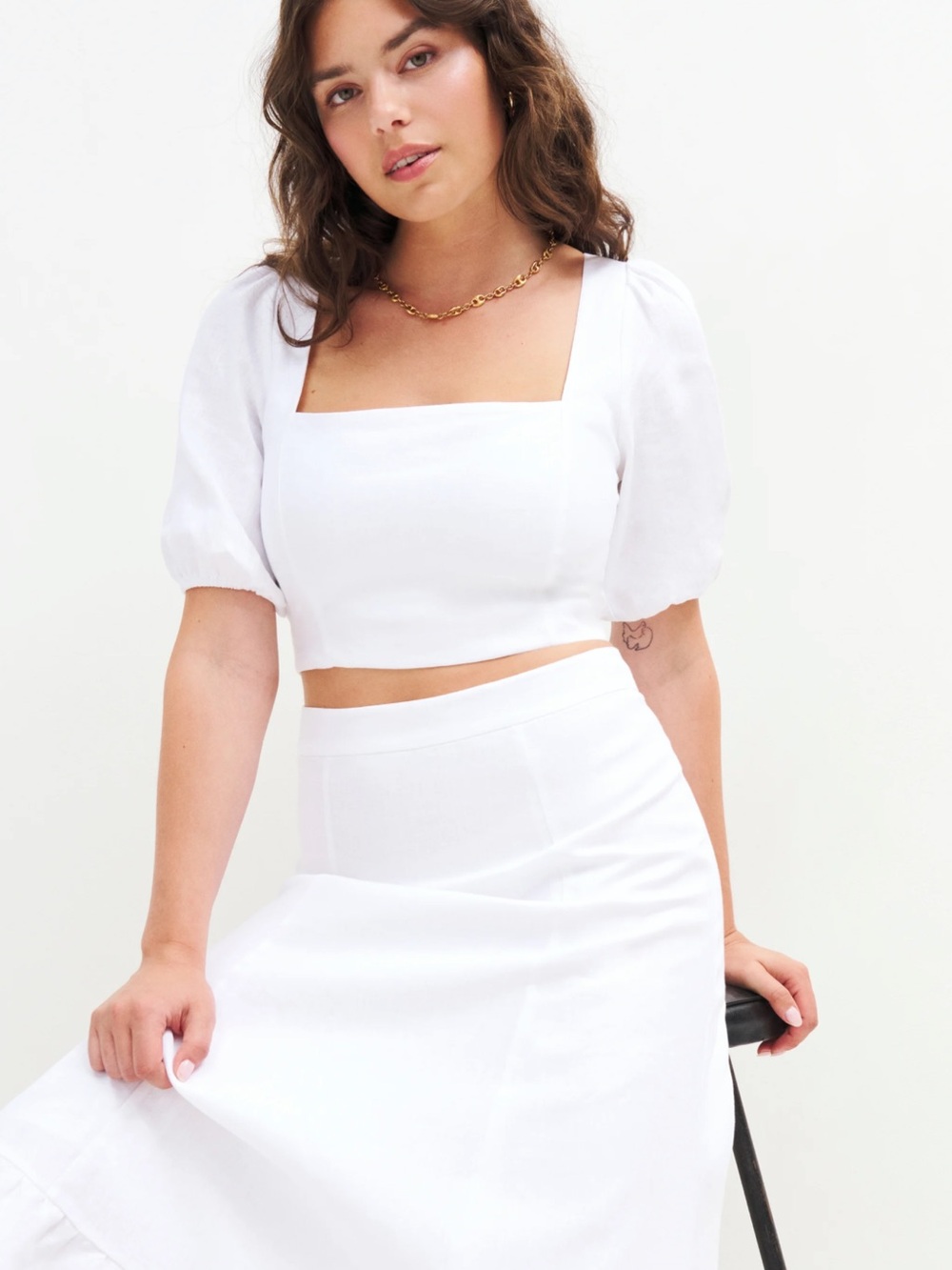 Reformation Linen White Set - Maxi Skirt & Top